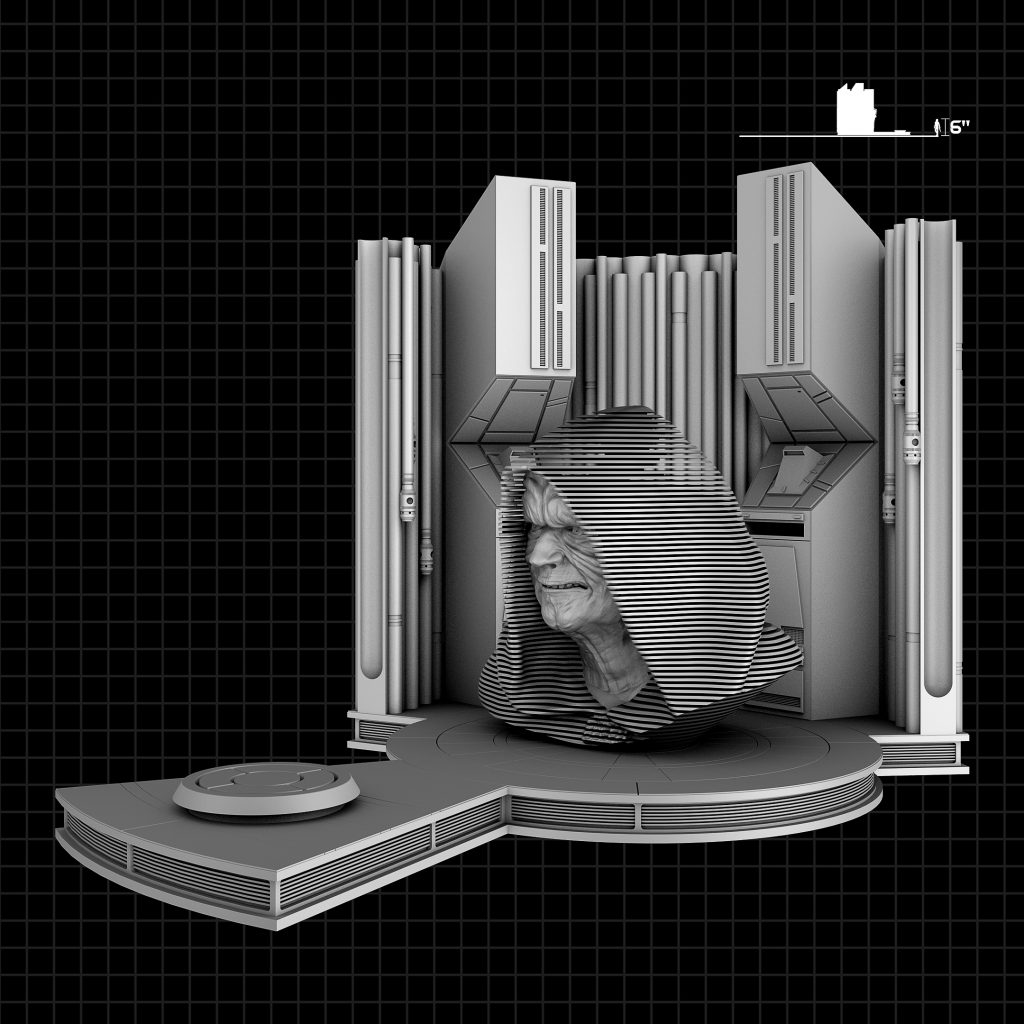 3D STL model of a Star Wars-inspired diorama, featuring detailed scenery and iconic characters, designed for 3D printing.