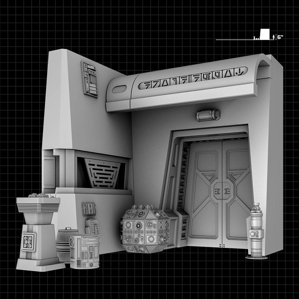 3D STL model of a Star Wars-inspired diorama, featuring detailed scenery and iconic characters, designed for 3D printing.