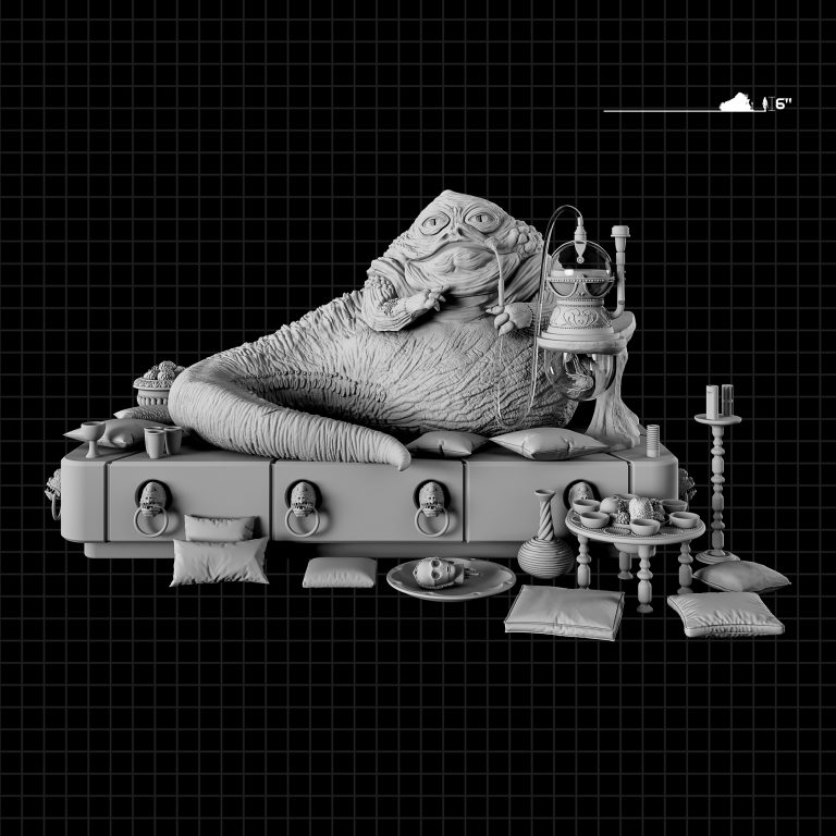 3D STL model of a Star Wars-inspired diorama, featuring detailed scenery and iconic characters, designed for 3D printing.