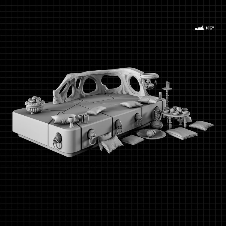 3D STL model of a Star Wars-inspired diorama, featuring detailed scenery and iconic characters, designed for 3D printing.