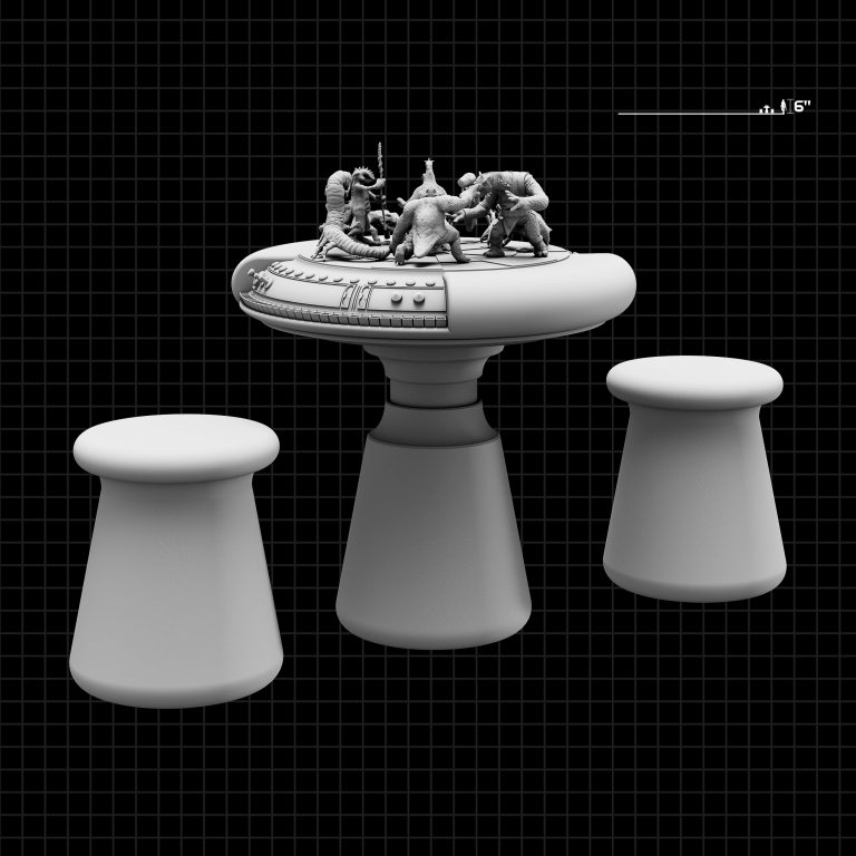 3D STL model of a Star Wars-inspired diorama, featuring detailed scenery and iconic characters, designed for 3D printing.